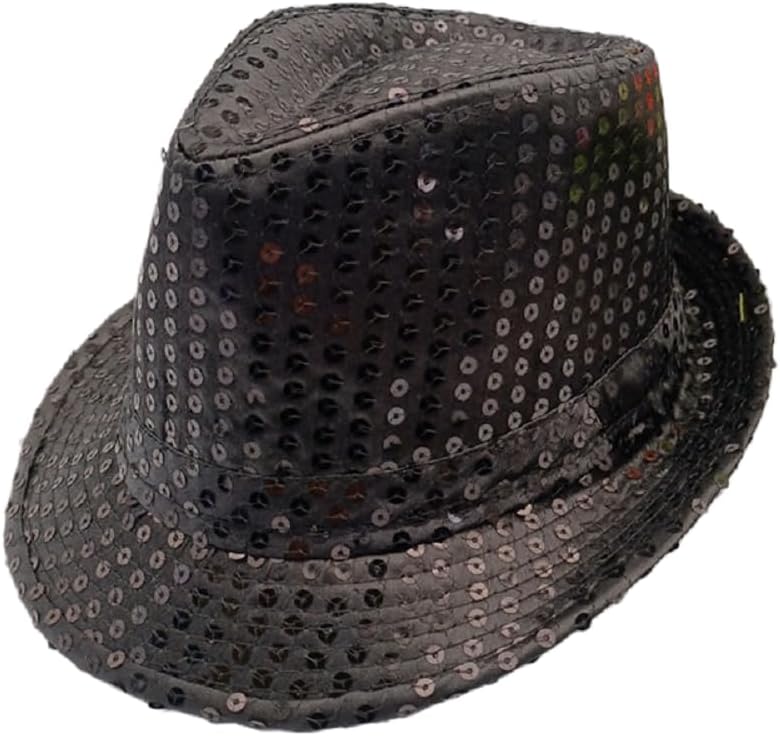 Ankelesz Sequin Hat for Man and Women,Western Sequin Fedora Hat Bling Dance Hats - Image 1